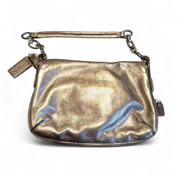 Coach Metallic Bronze Gold Leather Evening Shoulder Bag - Picture 2 of 11